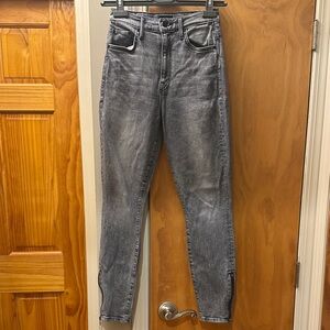 MOTHER High Rise Women Jeans - Gray, Zipper Hems